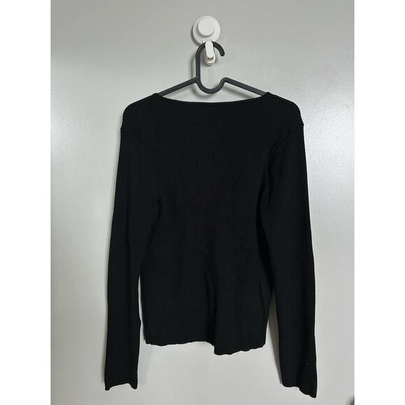 Zara EUC Black Ribbed Knit Button Down Cardigan Top Size XL - Picture 10 of 13